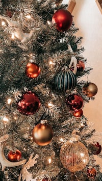 a christmas tree decorated with ornaments and ornaments