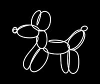 a line drawing of a balloon dog on a black background