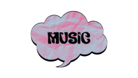 a speech bubble with the word music on it