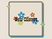 a banner with the words new clients on it