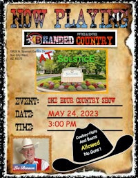 a flyer for a country show with a cowboy hat