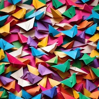 colorful origami birds on a wall