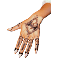 a woman's hand with henna designs on it