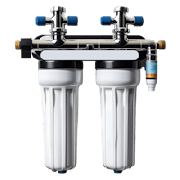 two water filters on a black background