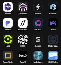 a list of different apps on a black screen