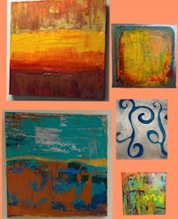 a group of paintings with different colors and patterns