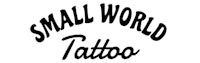 a small world tattoo logo on a white background