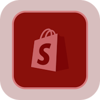 a shopping bag icon on a red square