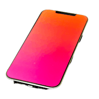 an iphone xr with a pink screen on a black background