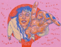 a drawing of a woman with a pointing finger