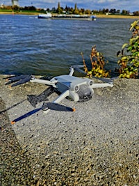 a drone on a concrete wall