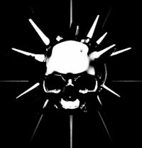 a skull with spikes on a black background