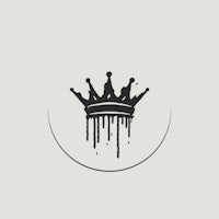a black and white crown logo on a white background
