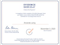 amanda liang's evidence based business certificate