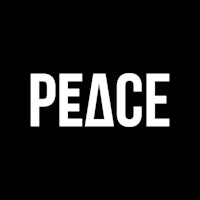 the word peace in white on a black background