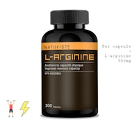 a bottle of l-arginine with a lightning bolt on it