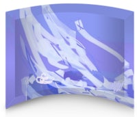a blue and white abstract design on a glass plate