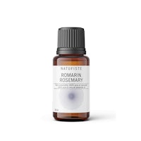 a bottle of rosemary essential oil on a white background