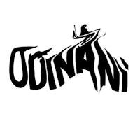 a black and white logo with the word odinani