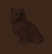 a 3d model of a cat sitting on a brown background