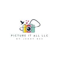 a logo for picture it all llc by jenny bee