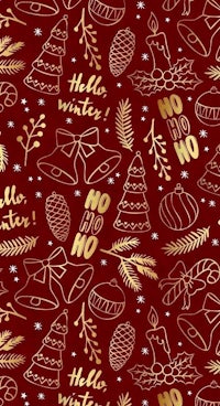 christmas seamless pattern with gold ornaments on a red background