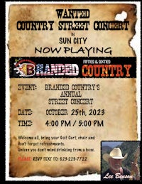 a flyer for a country concert with an image of a cowboy