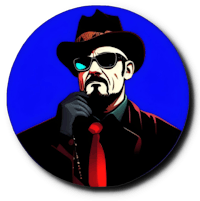 a cartoon of a man in a hat and tie