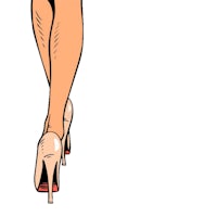 a woman's legs with high heels on a white background