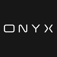 the onyx logo on a black background