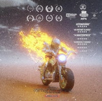 a poster for a movie with a man riding a motorcycle