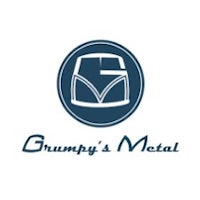 the logo for grumpy's metal