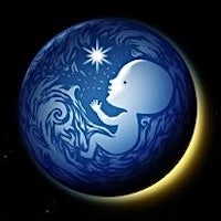 an image of a baby in the earth with a star in the sky