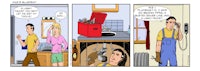 a comic strip about a plumber and a woman