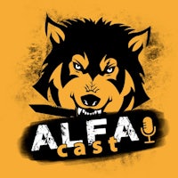 the logo for alfacast with an image of a wolf