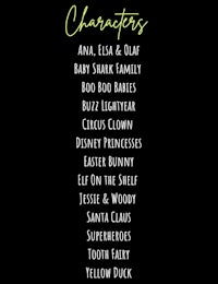 a black and white poster with the names of characters