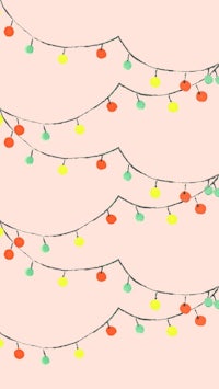 christmas lights on a pink background