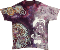 a tie dye t - shirt with a woman's face on it