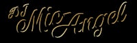 a black background with the word'mi angel'in gold lettering