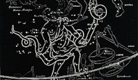 a black and white map of the constellations