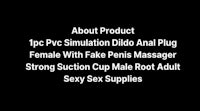 a black background with the words about product pvc simulation diode female fake penis massager strong suction cup male adult sex