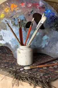an artist's palette on a table