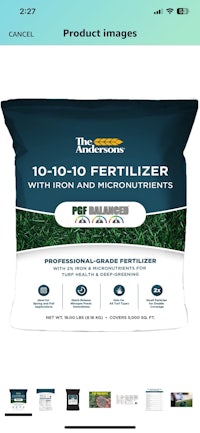 a package of fertilizer on a phone screen