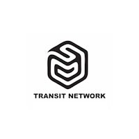 a black and white logo for transit network
