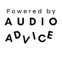 the logo for powered by audio advice