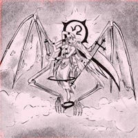 a drawing of a demon flying in the air