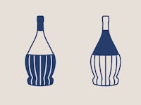 two bottles of wine on a beige background