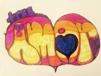 a drawing of a heart with the word toma on it