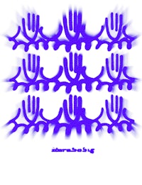 a drawing of a hand with a blue background