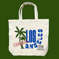 a tote bag with the word los angeles on it